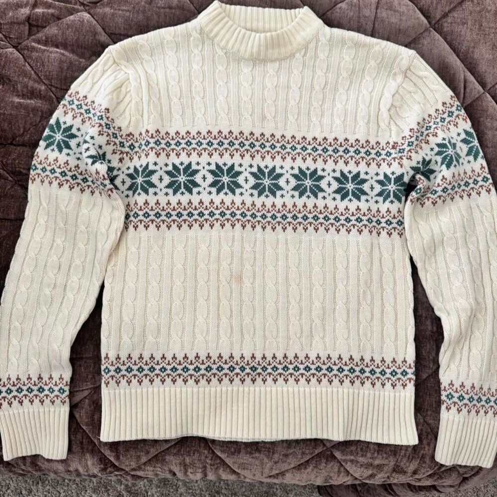 Vintage HiGear Fair Isle Cable Knit Sweater Large